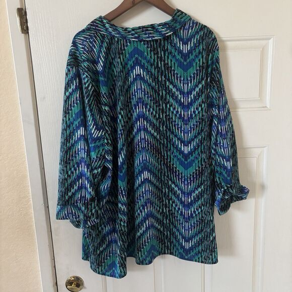 Catherines Womens Colorful Top Size 3X 26/28W Abstract Office Bohemian Southwest - Picture 8 of 9